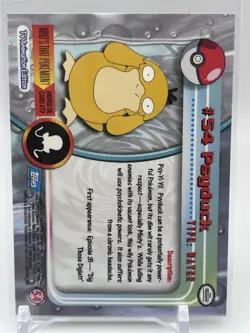 Topps Psyduck 54 Pokemon Tv Animation 1999 1st print blue logo - Image 2