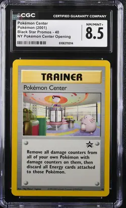 2001 POKEMON PROMO BLACK STAR #40 POKEMON CENTER-N.Y. CGC 8 NM-Mint+ POP 1/22 - Image 1