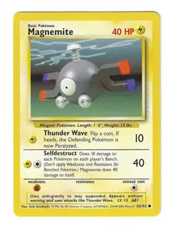 Magnemite 53/102 - Base Set - 4th print - Pokemon TCG - WoTC - 1999-2000 - LP - Image 1