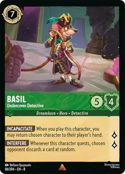 Basil Undercover Detective 86/204 Disney Lorcana Reign of Jafar Non-Foil Rare - Image 1