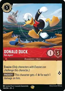 Disney Lorcana Donald Duck Not Again! 106/204 Floodborn Non-Foil Legendary - Image 1