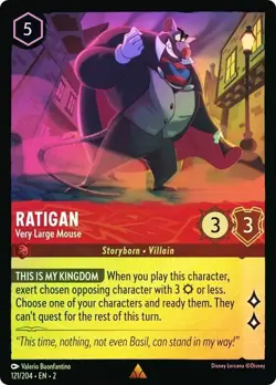 Disney Lorcana RATIGAN Very Large Mouse 121/204 Cold Foil Rise of the Floodborn - Image 1
