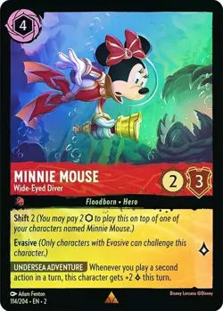 Disney Lorcana Minnie Mouse Wide-Eyed Diver 114/204 COLD fOIL Rise of Floodborn - Image 1