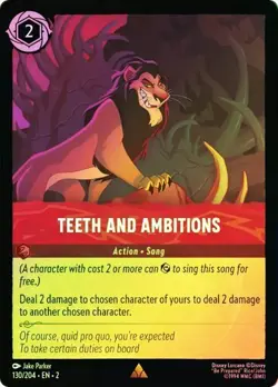 Disney Lorcana TEETH AND AMBITIONS 130/204 Cold Foil Rise of the Floodborn HOLO - Image 1