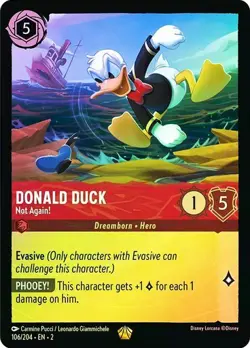 Donald Duck Not Again! 106/204 Cold Foil Rise of the Floodborn Disney Lorcana - Image 1
