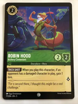 Disney Lorcana Shimmering Skies Robin Hood Archery Contestant 77/204 NM - Image 1
