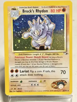 Brock’s Rhydon 2/132 Pokemon Card Holo Rare Gym Heroes 2000 - Image 1