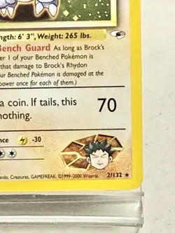 Brock’s Rhydon 2/132 Pokemon Card Holo Rare Gym Heroes 2000 - Image 4