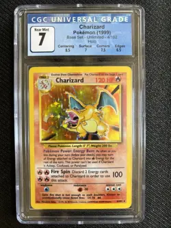 Charizard 1999 Base Set Holo Rare Pokemon Card 4/102 CGC 7 - Image 1