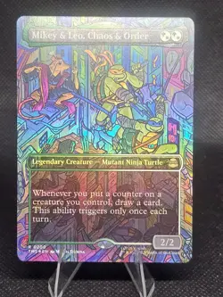Mikey & Leo, Chaos & Order (Borderless) #200 (Foil) (NM) TMT Magic MTG - Image 1