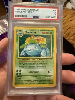 1999 POKEMON BASE SET UNLIMITED #15 VENUSAUR-HOLO PSA 5 - Image 1