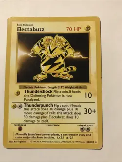 Pokemon TCG Electabuzz Base Set 20/102 Regular Rare Star Card Shadowless - Image 1