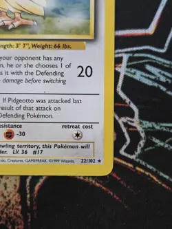Pokemon TCG - Pidgeotto - 22/102 - Non Holo Rare Base Set Unlimited 1999 Vintage - Image 5