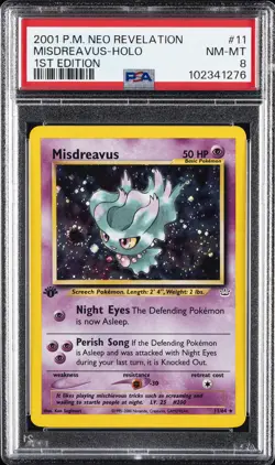 2001 POKEMON NEO REVELATION 1ST ED #11 MISDREAVUS-HOLO PSA 8 - Image 1