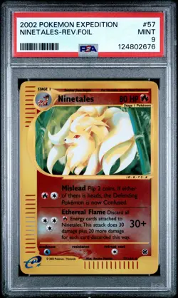 2002 POKEMON EXPEDITION #57 NINETALES-REVERSE FOIL PSA 9 - Image 1