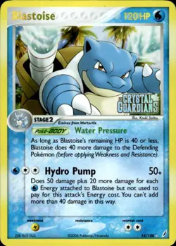 Blastoise 14/100 Rare Crystal Guardians Pokemon Reverse Holo Moderately Played - Image 1