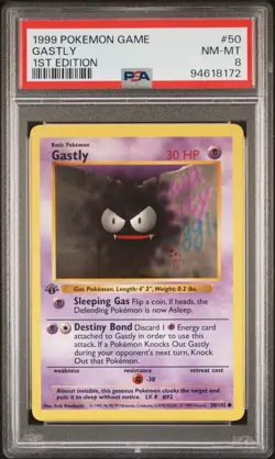 1999 Pokemon Game 50 Gastly 1st Edition #50/102 PSA 8 - Vintage - Image 1