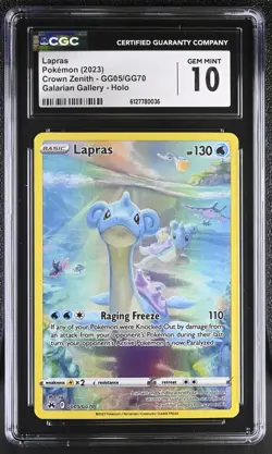 Pokemon Lapras GG05 Holo Crown Zenith - CGC 10 - Image 1