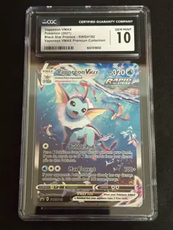 2021 Pokemon SWSH Vaporeon Vmax Premium Collection Box Promo #182 CGC 10 - Image 1