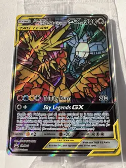 Pokemon Moltres Zapdos Articuno GX SM210 Stained Glass Promo Sealed Hidden Fates - Image 2