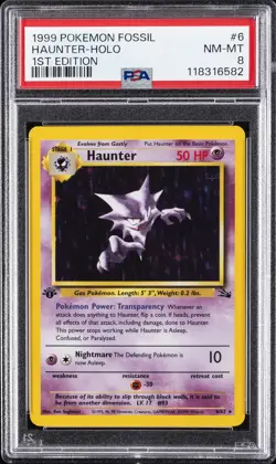 1999 POKEMON FOSSIL 1ST ED #6 HAUNTER-HOLO PSA 8 - Image 1