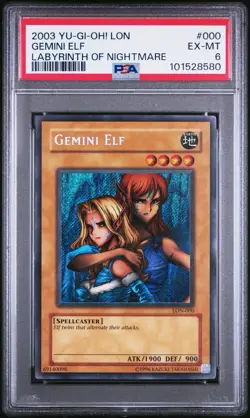Yu-Gi-Oh! - Labyrinth of Nightmare Gemini Elf 2003 LON-000 Unlimited PSA 6 - Image 1