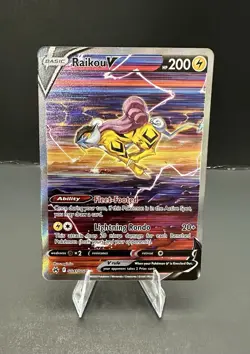 Pokemon TCG Raikou v GG41/GG70 Crown Zenith Galarian Gallery Card NM Condition - Image 1