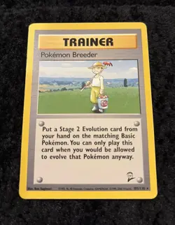Pokemon Breeder 105/130- Base Set 2 - Rare - VINTAGE Pokemon TCG Card - NM - Image 2