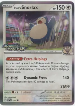Hop's Snorlax Pokemon Journey Together Staff Promo #184 - Image 1