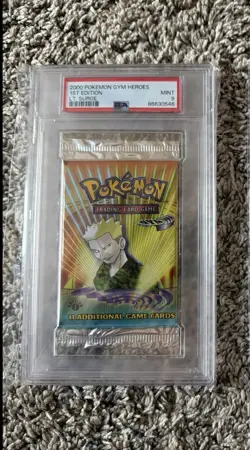 💎 2000 Pokemon Gym Hero's Lt. Surge 1st Edition Booster Pack MINT PSA 9 - Image 1