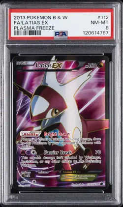 2013 POKEMON B&W PLASMA FREEZE #112 FULL ART/LATIAS EX PSA 8 - Image 1