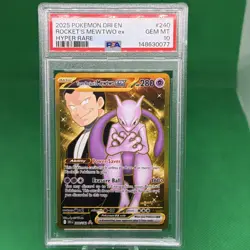 2025 POKEMON DRI EN-DESTINED RIVALS HYPER RARE TEAM ROCKET'S MEWTWO EX PSA 10 - Image 1