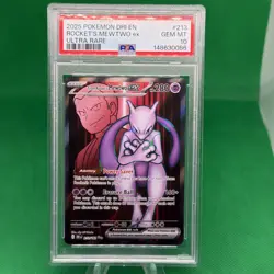 2025 POKEMON DRI EN-DESTINED RIVALS ULTRA RARE TEAM ROCKET'S MEWTWO EX PSA 10 - Image 1