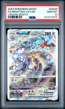 2023 Pokemon Sword And Shield Crown Zenith Mewtwo VSTAR #GG44 PSA 10 - Image 1
