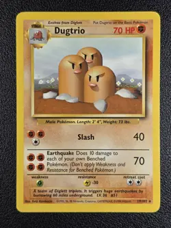 Dugtrio Pokemon Rare Base Set #019/102 - LP - Image 1