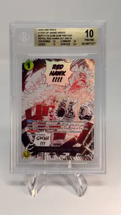 2025 ONE PIECE #OP11-114 GUM-GUM FIRE-FIST PISTOL RED HAWK BGS 10 BECKETT OP11 - Image 1