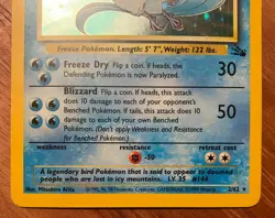 Pokemon Card Articuno Holo Rare 2/62 Fossil Set 1999 WOTC Vintage - Image 3
