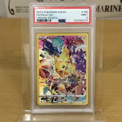 2023 POKEMON SWORD & SHIELD CROWN ZENITH #160 FULL ART/PIKACHU PSA 9 - Image 1