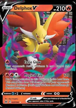 Holo Delphox V 027/196 Ultra Rare Lost Origin Pokemon TCG NM/M - Image 1