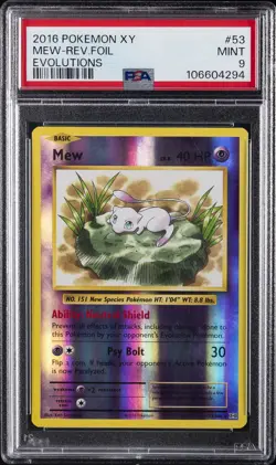 2016 POKEMON XY EVOLUTIONS #53 MEW-REVERSE FOIL PSA 9 - Image 1