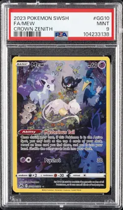 2023 POKEMON SWORD & SHIELD CROWN ZENITH #GG10 FULL ART/MEW PSA 9 - Image 1