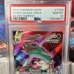 Pokemon Rayquaza VMAX PSA 10 Ultra Rare Holo TG20/TG30 Silver Tempest 2022 - Image 1