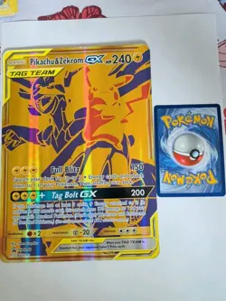 Pokemon Tag Team Pikachu & Zekrom GX SM248 Jumbo Gold Promo Card MP Condition - Image 1