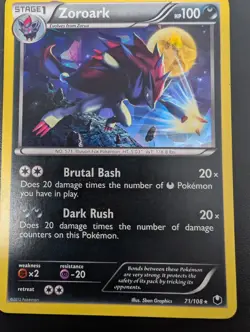 Zoroark (Cracked Ice Holo) Dark Explorers 71/108 Rare Pokemon Card NM - Image 4