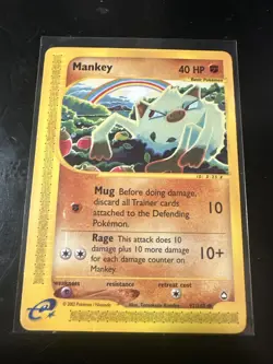 Pokemon Mankey Card 092/147 Aquapolis Regular - Image 1