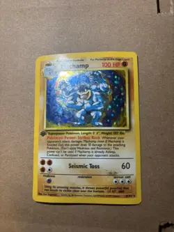 Pokemon Machamp 8/102 Base Set Holo Rare 1st edition(DAMAGED) - Image 1