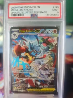 Pokemon Mega Lucario ex Me01 Special Illustration Rare Holo 179/132 PSA 9 2025 - Image 1
