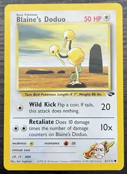 Blaine's Doduo 61/132 Pokemon TCG WOTC Gym Challenge Common Moderately Played MP - Image 1