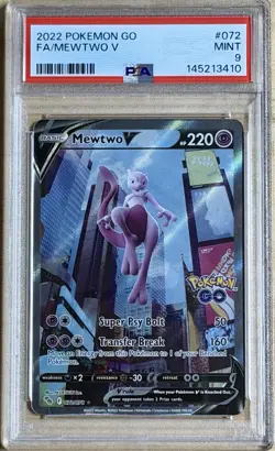 2022 Pokemon SWSH Pokemon GO Mewtwo V Full Art #072/078 PSA 9 Mint - Image 1