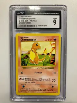 Charmander 46/102 Base Set Shadowless CGC 9 Pokemon - Image 1